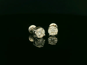 VINTAGE 1.08ct DIAMOND STUDS 18ct WHITE GOLD