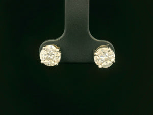 VINTAGE 1.08ct DIAMOND STUDS 18ct WHITE GOLD