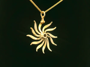 ANTIQUE DIAMOND SUN RAY PENDANT 14ct GOLD