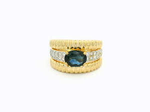 VINTAGE 1.27ct PARTI SAPPHIRE & DIAMOND RING 18ct GOLD