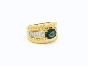 VINTAGE 1.27ct PARTI SAPPHIRE & DIAMOND RING 18ct GOLD