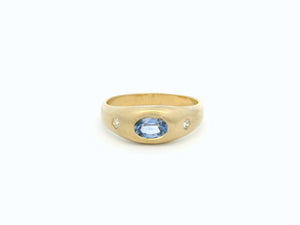 R&V CUSTOM SAPPHIRE & DIAMOND RING 9ct GOLD