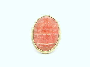 VINTAGE MID-CENTURY RHODOCHROSITE RING 8ct GOLD