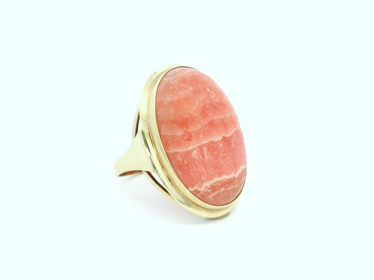 VINTAGE MID-CENTURY RHODOCHROSITE RING 8ct GOLD