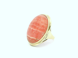 VINTAGE MID-CENTURY RHODOCHROSITE RING 8ct GOLD