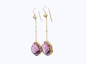 ANTIQUE VICTORIAN AMETHYST & SEED PEARL EARRINGS 9ct GOLD