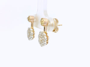 ANTIQUE EDWARDIAN .80ct DIAMOND EARRINGS 9ct GOLD