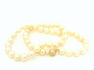 VINTAGE SINGLE STRAND PEARL NECKLACE 14ct GOLD