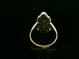 ANTIQUE ART DECO EMERALD & DIAMOND RING 9ct GOLD