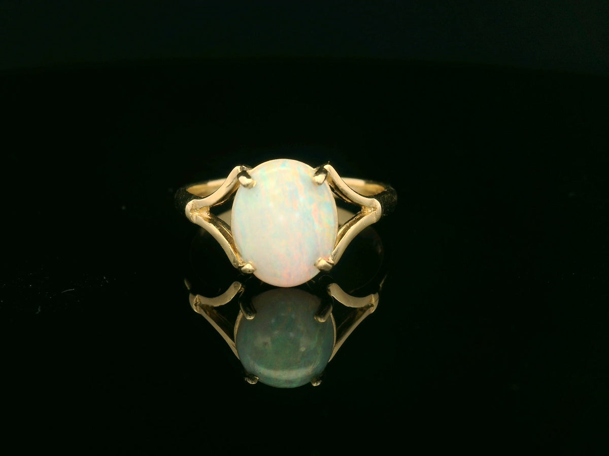 R&amp;V CUSTOM SOLID OPAL RING 9ct YELLOW GOLD