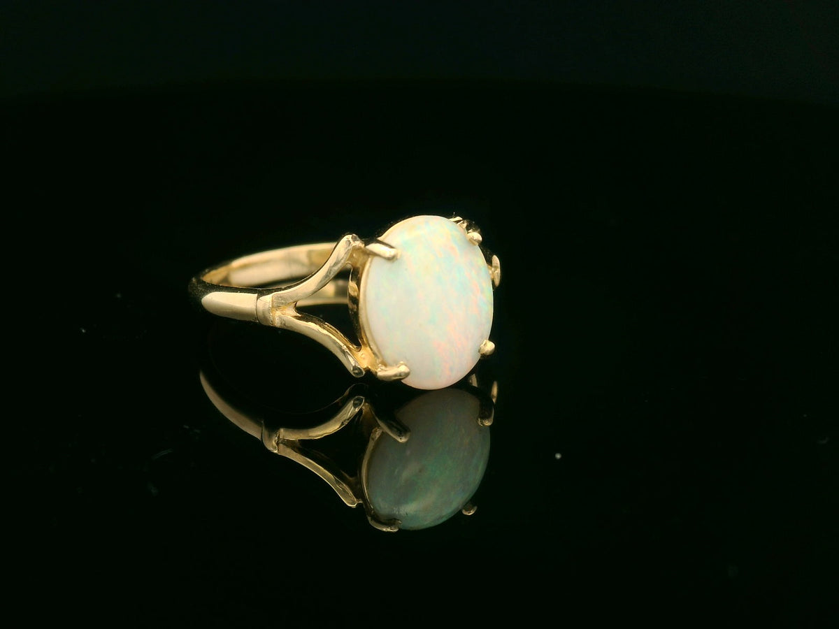 R&amp;V CUSTOM SOLID OPAL RING 9ct YELLOW GOLD