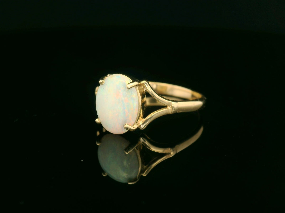 R&amp;V CUSTOM SOLID OPAL RING 9ct YELLOW GOLD