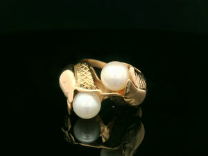 ANTIQUE ART NOUVEAU PEARL RING 9ct ROSE GOLD