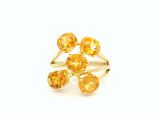 VINTAGE CITRINE CLUSTER COCKTAIL RING 14ct GOLD