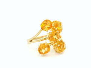 VINTAGE CITRINE CLUSTER COCKTAIL RING 14ct GOLD