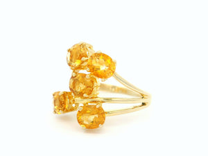 VINTAGE CITRINE CLUSTER COCKTAIL RING 14ct GOLD