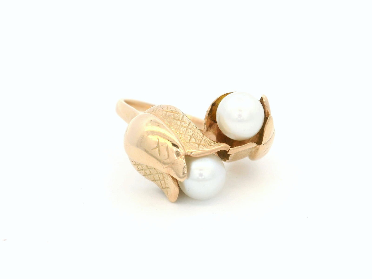 ANTIQUE ART NOUVEAU PEARL RING 9ct ROSE GOLD