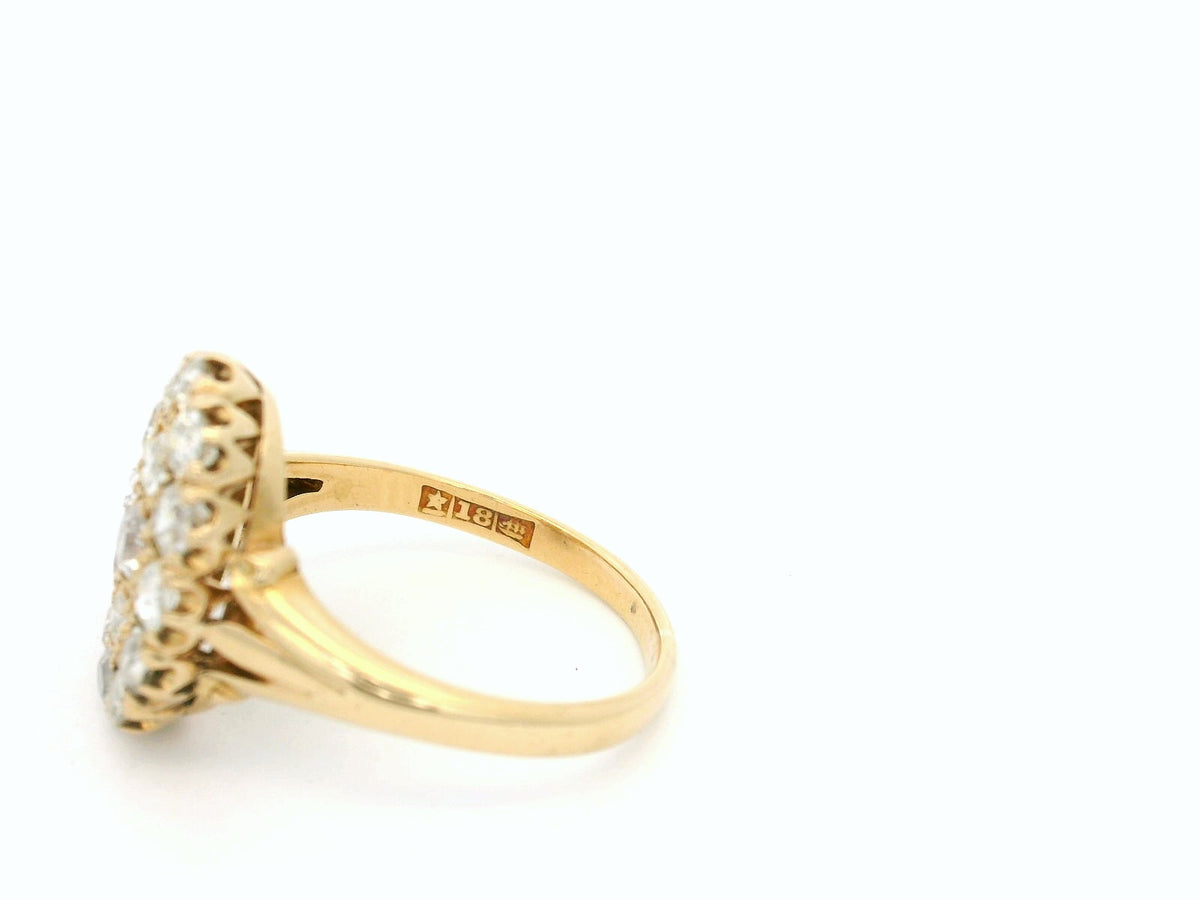 ANTIQUE AUSTRALIAN 1.40ct DIAMOND CLUSTER RING 18ct GOLD