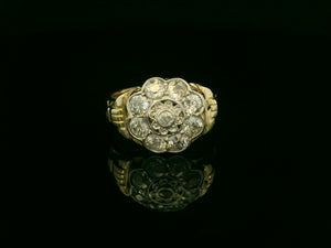 ANTIQUE 1.25ct DAIMOND DAISY CLUSTER RING 14ct GOLD & PLATINUM