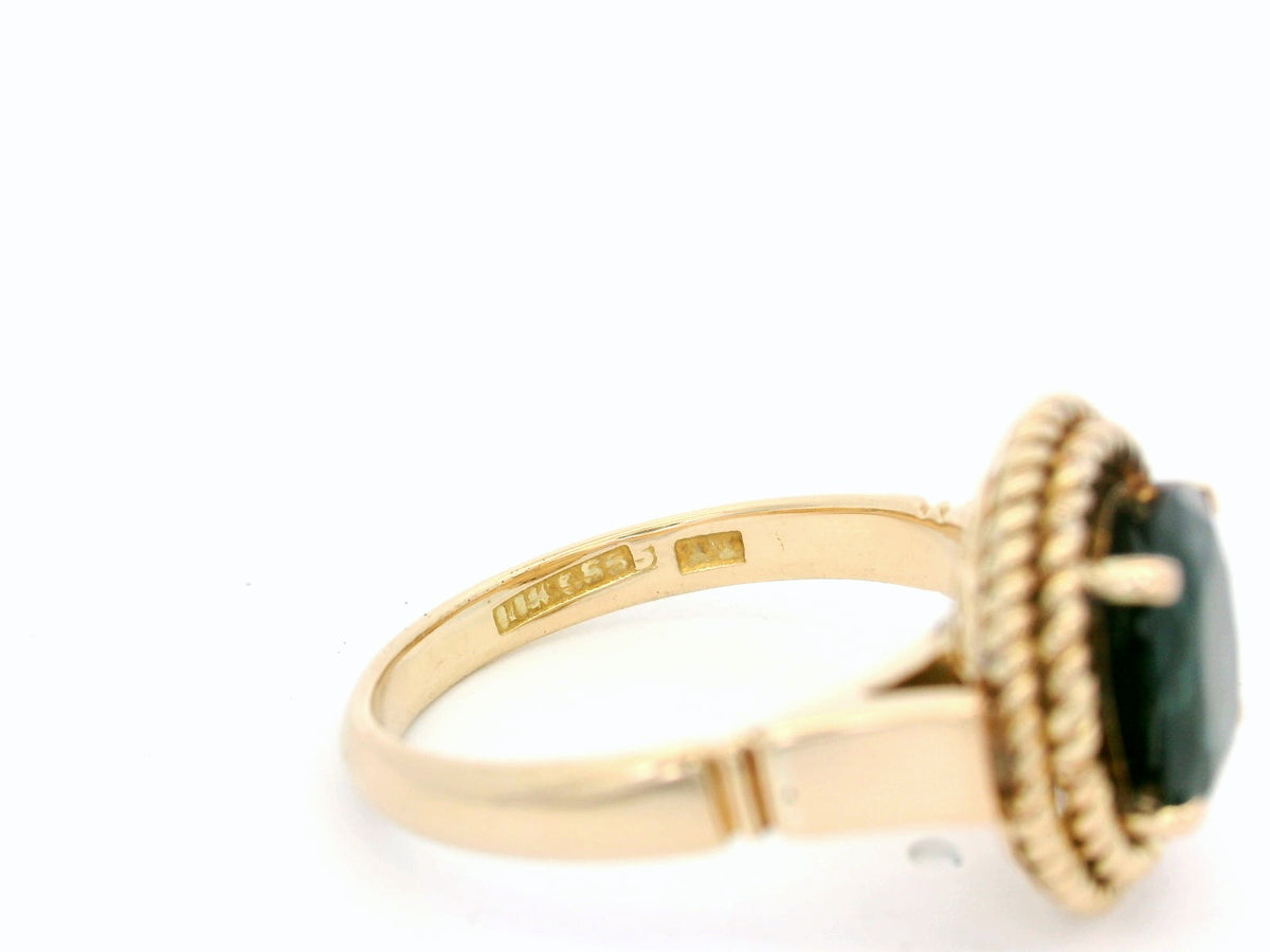 VINTAGE 2.3ct TEAL SAPPHIRE RING 14ct GOLD