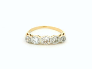 ANTIQUE ART DECO FIVE STONE DIAMOND RING 18ct GOLD