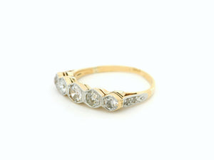 ANTIQUE ART DECO FIVE STONE DIAMOND RING 18ct GOLD