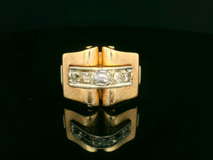 VINTAGE 1940’s .85ct DIAMOND TANK RING 16ct GOLD