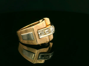 VINTAGE 1940’s .85ct DIAMOND TANK RING 16ct GOLD