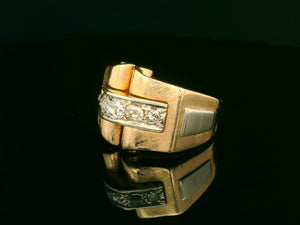 VINTAGE 1940’s .85ct DIAMOND TANK RING 16ct GOLD