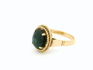 VINTAGE 2.3ct TEAL SAPPHIRE RING 14ct GOLD