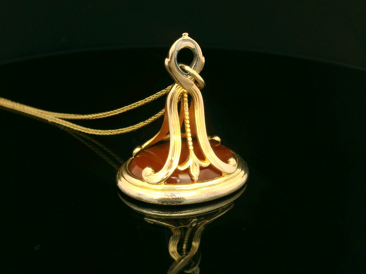 ANTIQUE VICTORIAN CARNELIAN INTAGLIO FOB SEAL 15ct GOLD