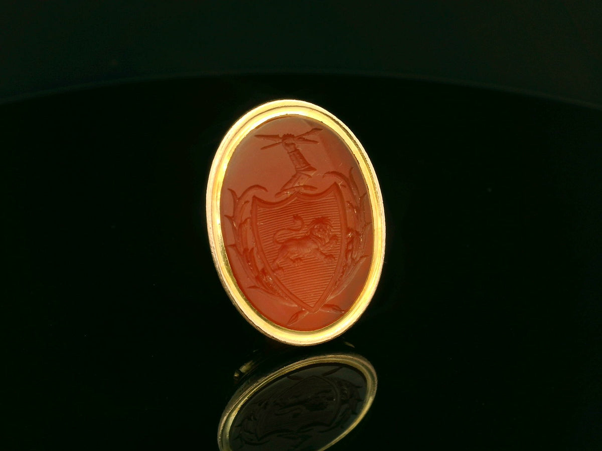 ANTIQUE VICTORIAN CARNELIAN INTAGLIO FOB SEAL 15ct GOLD