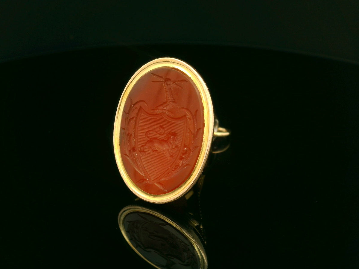 ANTIQUE VICTORIAN CARNELIAN INTAGLIO FOB SEAL 15ct GOLD