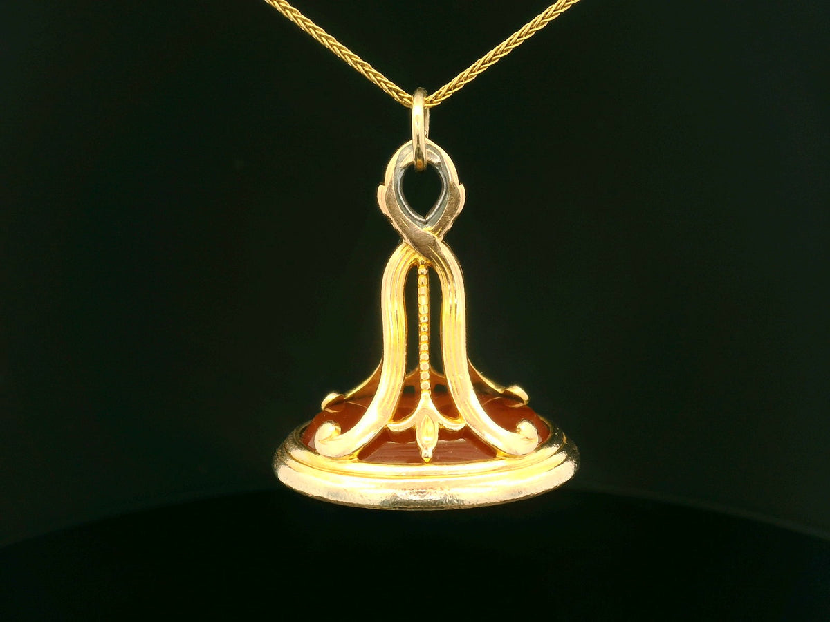 ANTIQUE VICTORIAN CARNELIAN INTAGLIO FOB SEAL 15ct GOLD