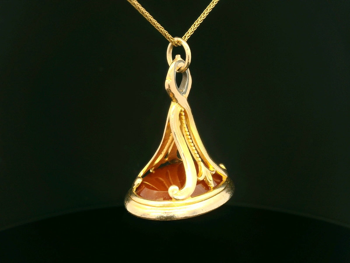 ANTIQUE VICTORIAN CARNELIAN INTAGLIO FOB SEAL 15ct GOLD