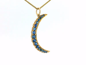 ANTIQUE EDWARDIAN SAPPHIRE CRESCENT MOON PENDANT 18ct GOLD