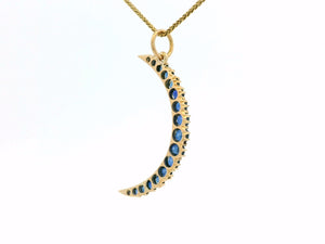 ANTIQUE EDWARDIAN SAPPHIRE CRESCENT MOON PENDANT 18ct GOLD