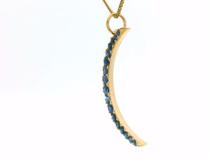 ANTIQUE EDWARDIAN SAPPHIRE CRESCENT MOON PENDANT 18ct GOLD