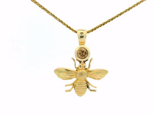 ANTIQUE BEE & COGNAC DIAMOND PENDANT 9ct GOLD