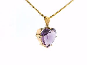 ANTIQUE AMETHYST HEART PENDANT 9ct YELLOW GOLD