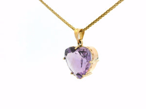 ANTIQUE AMETHYST HEART PENDANT 9ct YELLOW GOLD