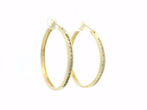 VINTAGE DIAMOND HOOPS 9ct YELLOW GOLD