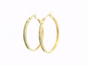 VINTAGE DIAMOND HOOPS 9ct YELLOW GOLD