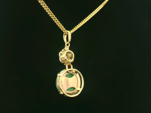 VINTAGE JADE & DAISY DIAMOND PENDANT 14 & 18ct GOLD