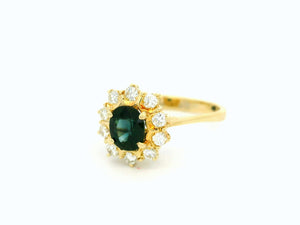 RETRO SAPPHIRE & DIAMOND RING 18ct GOLD