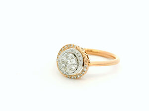 VINTAGE ITALIAN DIAMOND DAISY HALO RING 18ct GOLD