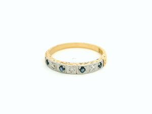 ANTIQUE ART DECO SAPPHIRE & DIAMOND BAND 18ct GOLD