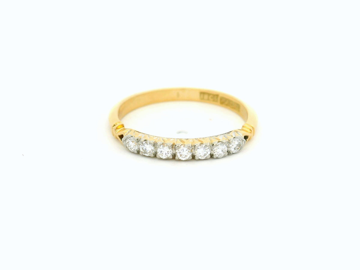 VINTAGE ART DECO SEVEN STONE DIAMOND RING 18ct GOLD &amp; PALLADIUM