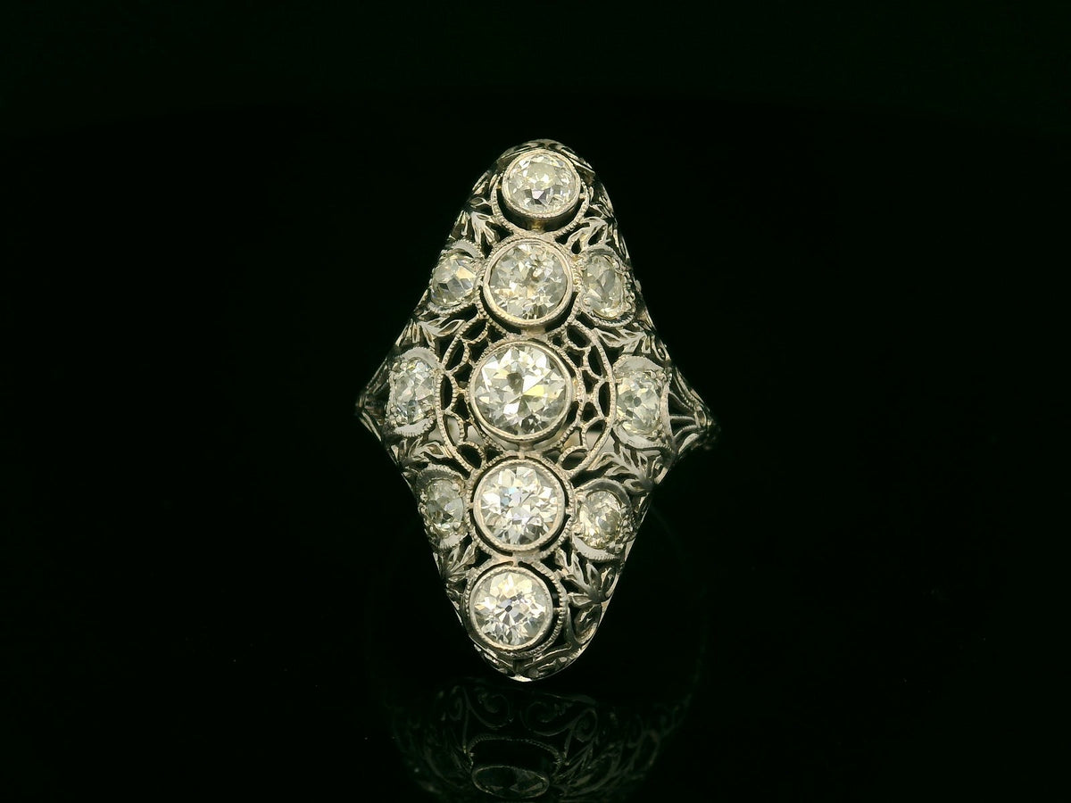 ANTIQUE ART DECO 2ct DIAMOND RING 18ct GOLD &amp; PLATINUM