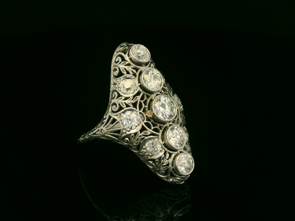 ANTIQUE ART DECO 2ct DIAMOND RING 18ct GOLD &amp; PLATINUM